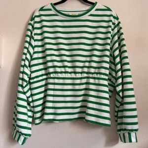 Maeve Anthropologie Green White Striped Corset-Waist 2X Sweatshirt Top OP1682588 thumbnail 3