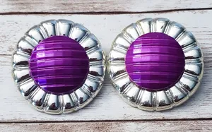 Vintage Clip On Earrings - 1 & 5/8" Large Statement Earrings Purple thumbnail 1