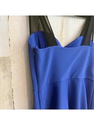 Forever 21 Royal Blue Fit & Flare Sweetheart Mini Dress Black Mesh Straps S thumbnail 11