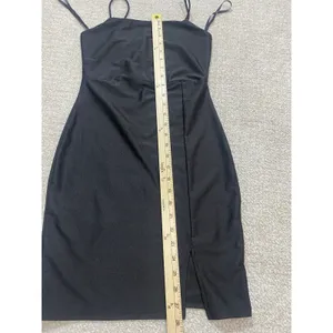 Elegant Black Strapless Bodycon Dress with Side Slit Size S thumbnail 12