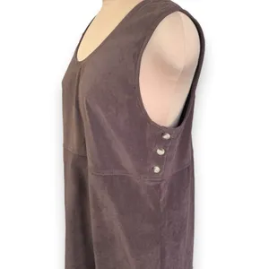 Vintage Faux Suede Jumper Dress Brown Prairie Midi Boho Modest Grunge Layering thumbnail 2