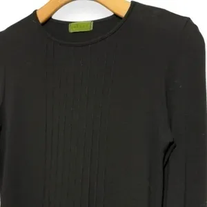 Velvet Women’s Size M Black Pintuck Front Rayon Wool Blend Long Sleeve T-Shirt thumbnail 2