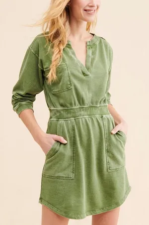 Anthropologie Daily Practice Terry Mini Dress - Moss, Size Small thumbnail 1