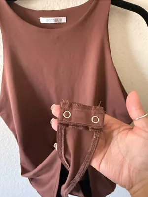 Reoria Sleeveless Racer Back Halter Neck Bodysuit Size L Brown Layer Fall Basic Size L thumbnail 4