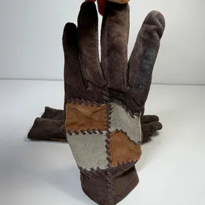 Vintage Faux Suede Gloves Orvis Womens One Size Patchwork Brown Boho Western thumbnail 5