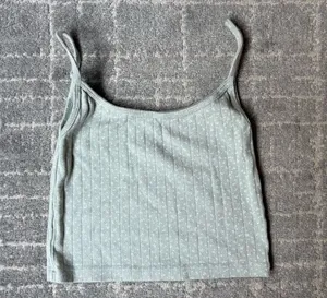 Brandy Melville Sage Green and White Crop Camisole thumbnail 1