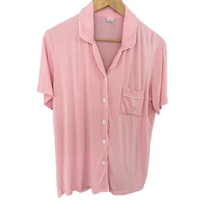 Women's Pink Pajama Lounge Set Medium Soft Button Front Sleepwear Shorts thumbnail 2