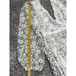 Ever After Floral Embroidered Maxi Dress Cottagecore Wedding Guest Long Sleeve S thumbnail 9