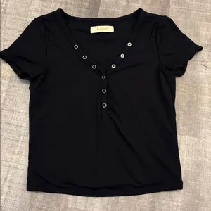 Amazon Henley Short Sleeve Top Black Size M thumbnail 3
