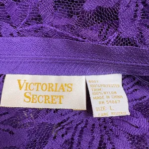 Vintage Victorias Secret Gold Label Purple Floral Lace Bodysuit Bows Size Large‎ thumbnail 7