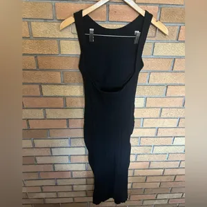 Enza Costa Black Ribbed Bodycon Stretch Maxi Dress Sample Size Small thumbnail 2