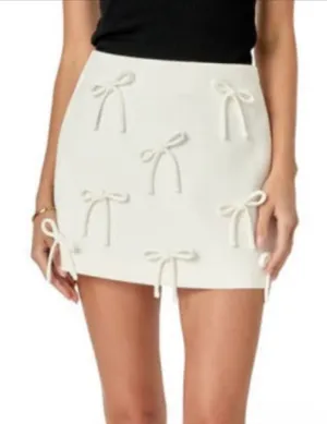 English Factory Cream Mini Skirt with Bow Appliqués thumbnail 1