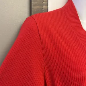 Vintage Vanity Fair Vibrant Red Full-Length Ribbed Wrap V-Neck Robe with Belt-Sm thumbnail 8
