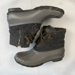 Sperry Top Sider Waterproof Rubber Duck Boots Quilted Wool Blend‎ Gray Women 6.5 thumbnail 7