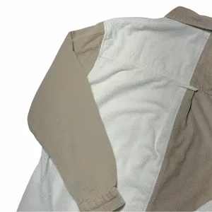 American Eagle Colorblock Corduroy Button Up Shirt Cream and Tan Womens M thumbnail 7