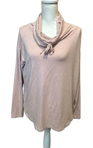 PRANA Cowl Neck Hoodie Sweater Pink Tencel Performance‎ Outdoor Womens Large thumbnail 1
