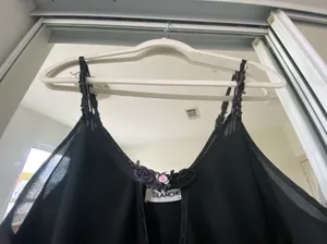 Blanche Vintage Black Slip dress Size L thumbnail 3