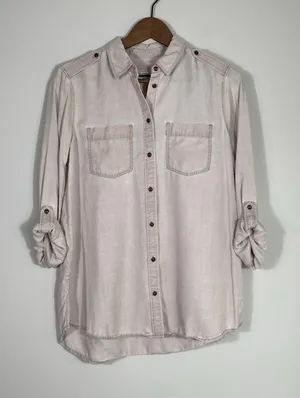 Express Casual Button Down Shirt Blush Pink Size Small thumbnail 1