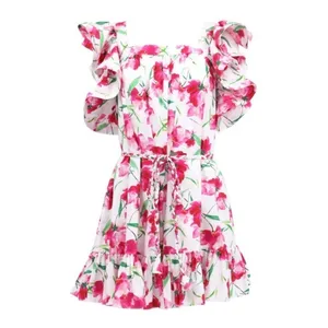 MISA Los Angeles Selma Floral Dress Ruffled A-Line Mini White Pink X-Small thumbnail 11