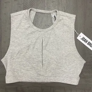 Joah Brown NEW! Ribbed Pearl Grey Keyhole Cropped Tank! thumbnail 1