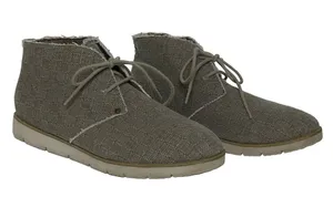 Bearpaw Cher Women's Taupe Canvas Frayed Lace Up Chukka Ankle Boots Shoe Size 9 thumbnail 1