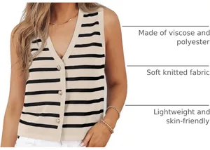 Striped Sweater Button Up Sweater Vest Tan Size XS thumbnail 3