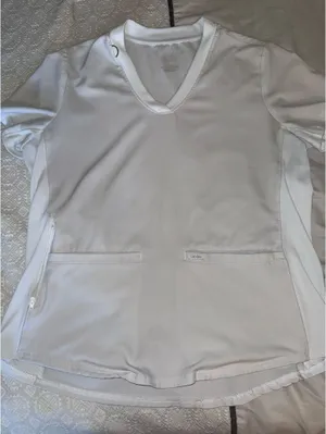 Landau White Scrub Top Size L thumbnail 1