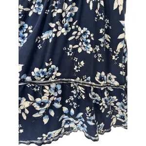 Band Of Gypsies Tiered Ruffle Mini Dress Blue Floral Large thumbnail 6