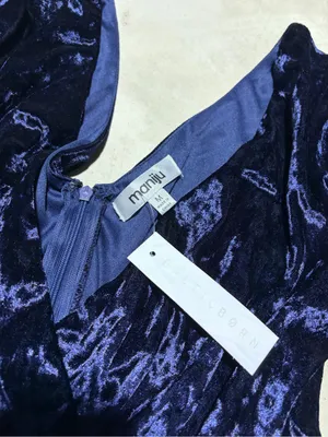 Maniju Baltic born NWT crushed Velvet Long-Sleeve V-Neck Dress Medium thumbnail 6