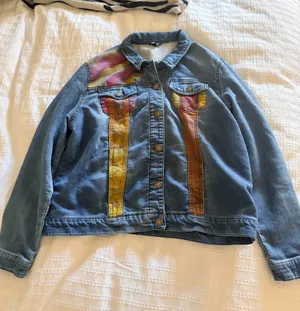 Buffalo David Bitton Light Blue Denim Jacket with Yellow, Orange & Pink Accents thumbnail 1