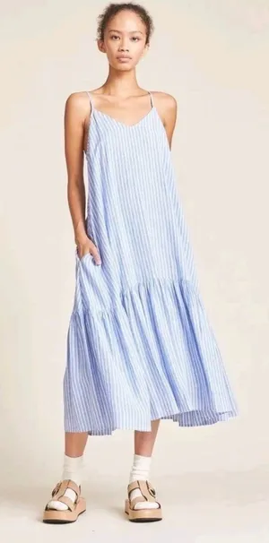DKNY Dress blue & white stripes W/ POCKETS thumbnail 1