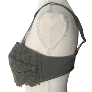 Aerie Olive‎ Green Floral Lace Bandeau Bralette Adjustable Straps Large thumbnail 2