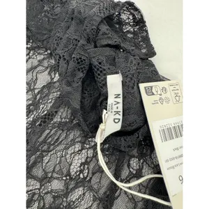 NA-KD Black Lace Blouse 36 US Small 4 Sheer Romantic Grunge Whimsigoth Layering thumbnail 9