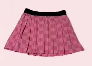 JoyLab Pink Checkered Pink Pleated Mini Skirt with Black Waistband thumbnail 1
