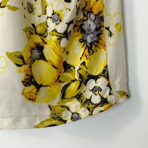 Forever 21 Flower Print Strapless Mini Dress Cream Yellow Sundress Womens L thumbnail 5