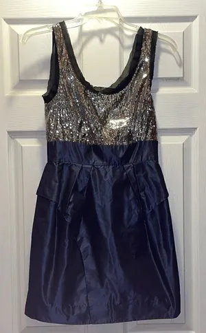 BCBGeneration Sequin Blue Frost Mini Dress thumbnail 1