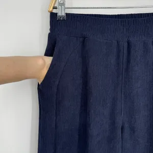 Halara Corduroy Wide Leg Pants Medium‎ Tall Navy Blue Casual Loungewear Cozy thumbnail 5