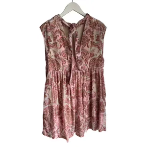 Paisley Boho Babydoll Mini Free People Dress Small Pink Velvet Burnout thumbnail 5