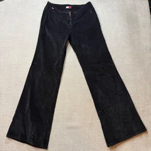 Tommy Hilfiger Tommy Jeans Black Velvety‎ Flare Pants Size 9 V-Waist Y2K Vintage thumbnail 1