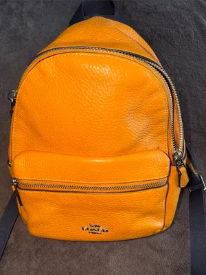 Coach Mini Pebbled Leather Backpack Mustard Yellow / Honey –good Condition thumbnail 4