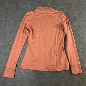 Fabletics Womens Long Sleeve Mock Neck Active Top Rust Orange Thumbholes Small thumbnail 2