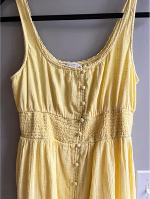 American Eagle Yellow Tiered Smocked Dress Size Medium thumbnail 8