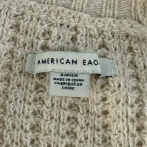 American Eagle Beige Open Knit Ribbed Oversized Cardigan thumbnail 4