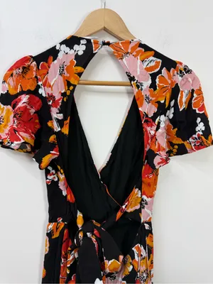 Lulu's Black Floral Wide-Leg Open-Back Jumpsuit size XS thumbnail 9
