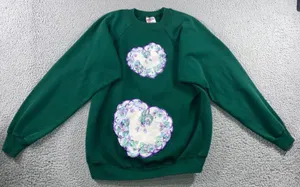 Vintage Hanes Sweatshirt Women XL Floral Heart Graphic Grandma Retro 80s 90s Y2K thumbnail 1