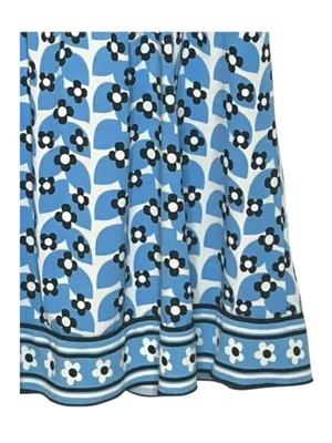 Max Studio ✿ Daisy Print Smocked Ruffled Babydoll Peasant Top ✿ Baby Blue ✿ M thumbnail 10