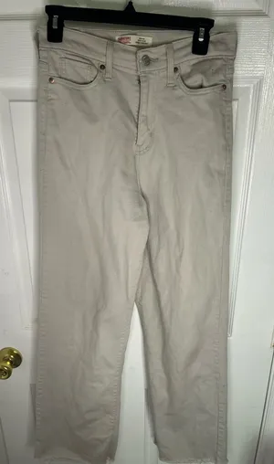 Levi’s high rise straight leg cream jeans thumbnail 1