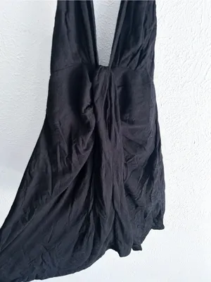 Free People In Her Element Black Halter Mini Dress Linen Blend Small thumbnail 3