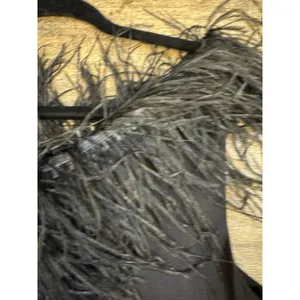 Mac Duggal 68456 Black One Shoulder Feather Trim Gown Size 6 Maxi Dress thumbnail 12