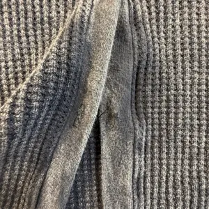 Bucketlist Womens Acid Wash Waffle Knit Shacket Button Down Shirt Gray Thermal thumbnail 3
